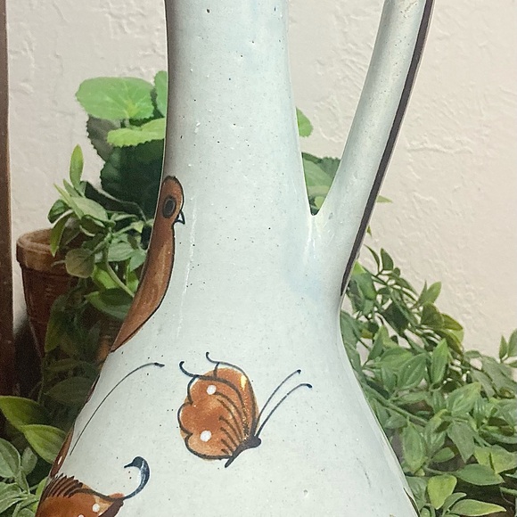 Water Pitcher Tonal Mexico Birds/Butterfly Vintage EUC - Picture 2 of 13